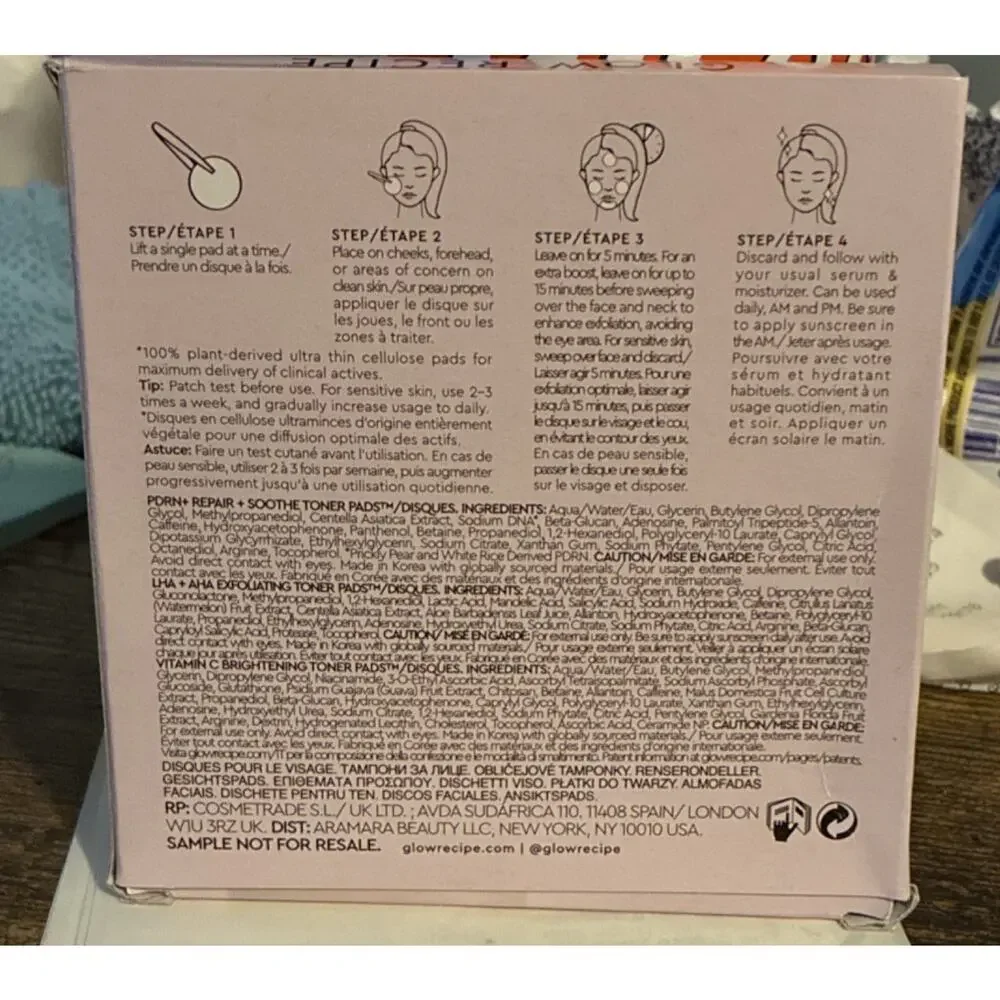 Glow Recipe Toner Pad Collection Trial Set Brightening Exfoliating Repair Soothe